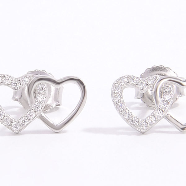 925 Sterling Silver Zircon Heart Earrings-Earrings-Grace & Blossom Boutique, a women's online fashion boutique located in Odessa, Florida