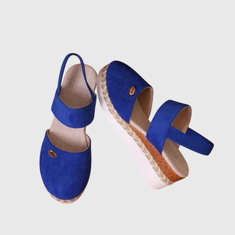 Daphne | Elastic Strap Espadrille Wedge Platform Sandals