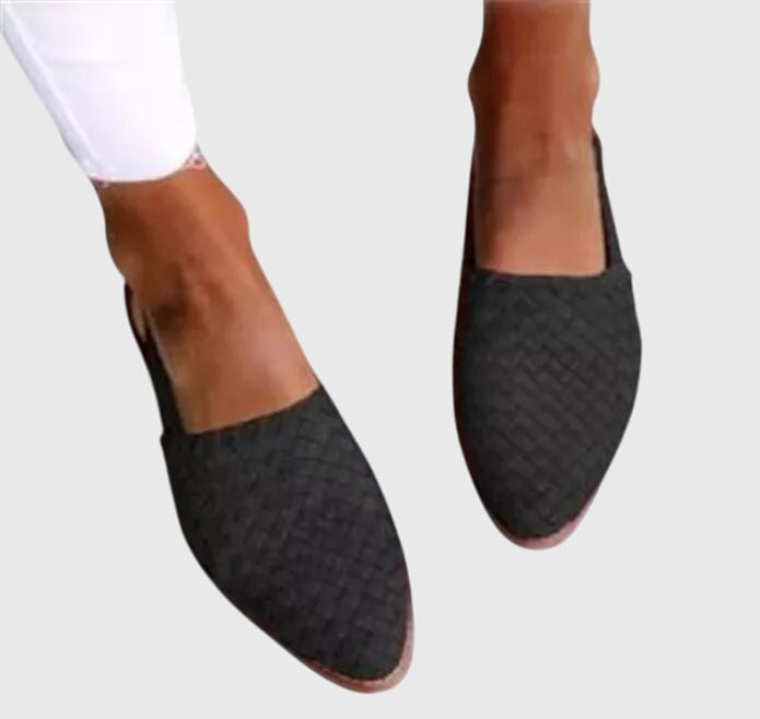 Hazel | Woven Leather Pointed Toe Slip On Mules