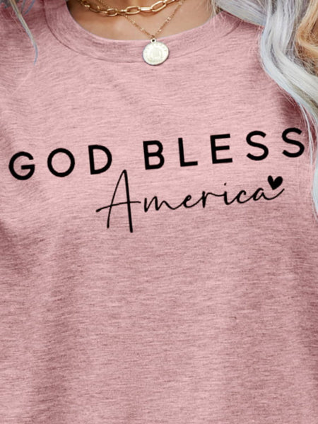 GOD BLESS AMERICA Graphic Short Sleeve Tee-Tops-Grace & Blossom Boutique, a women's online fashion boutique located in Odessa, Florida