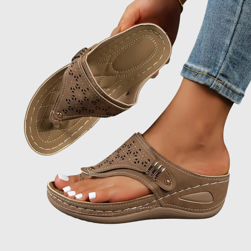 Willow | Cutout Toe Post Wedge Flip Flops Comfortable Sandals for Women