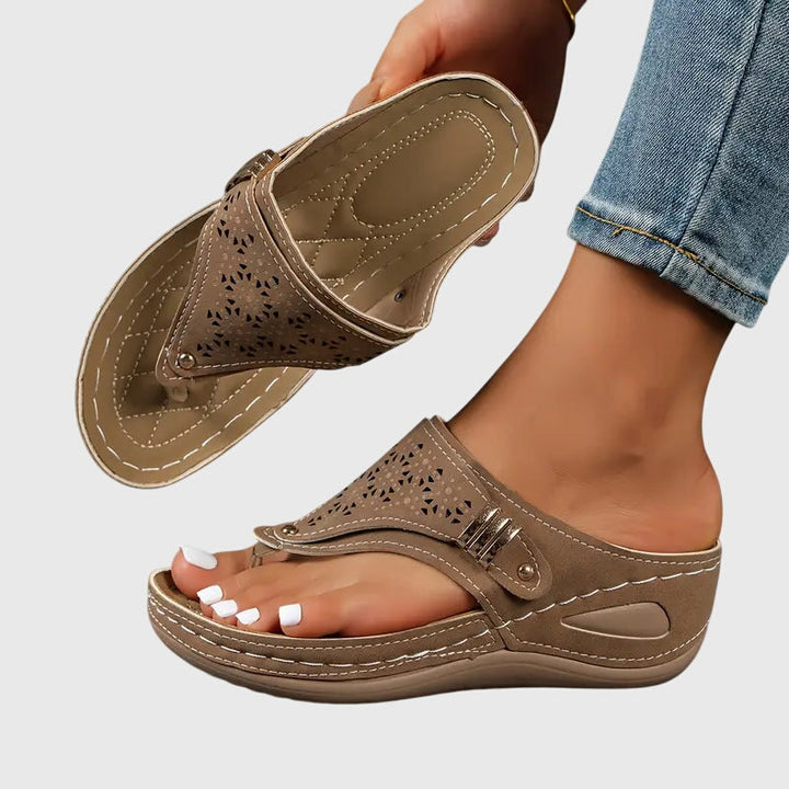 Willow | Cutout Toe Post Wedge Flip Flops Comfortable Sandals for Women