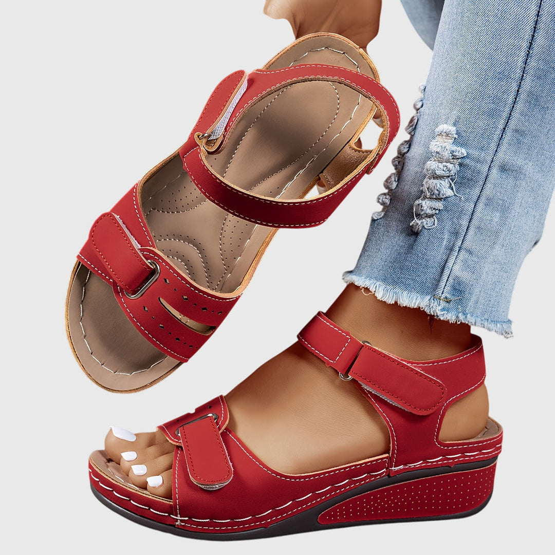 Mila | Double Velcro Strap Open Toe Wedge Sandals