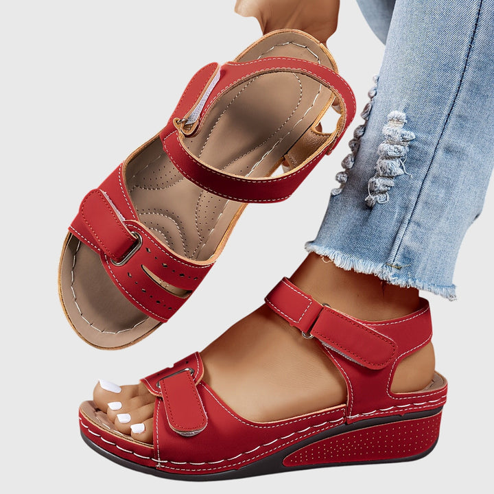 Mila | Double Velcro Strap Open Toe Wedge Sandals