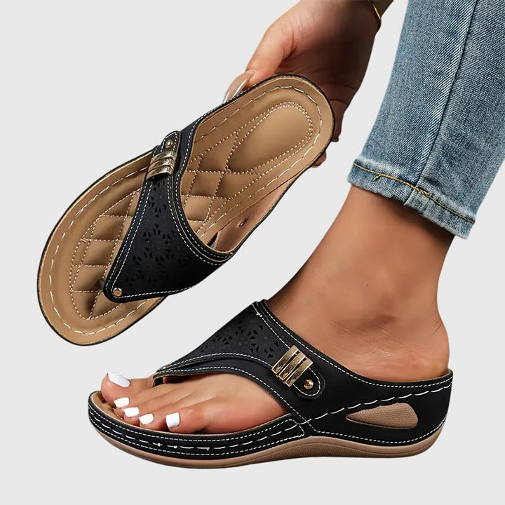 Willow | Cutout Toe Post Wedge Flip Flops Comfortable Sandals for Women