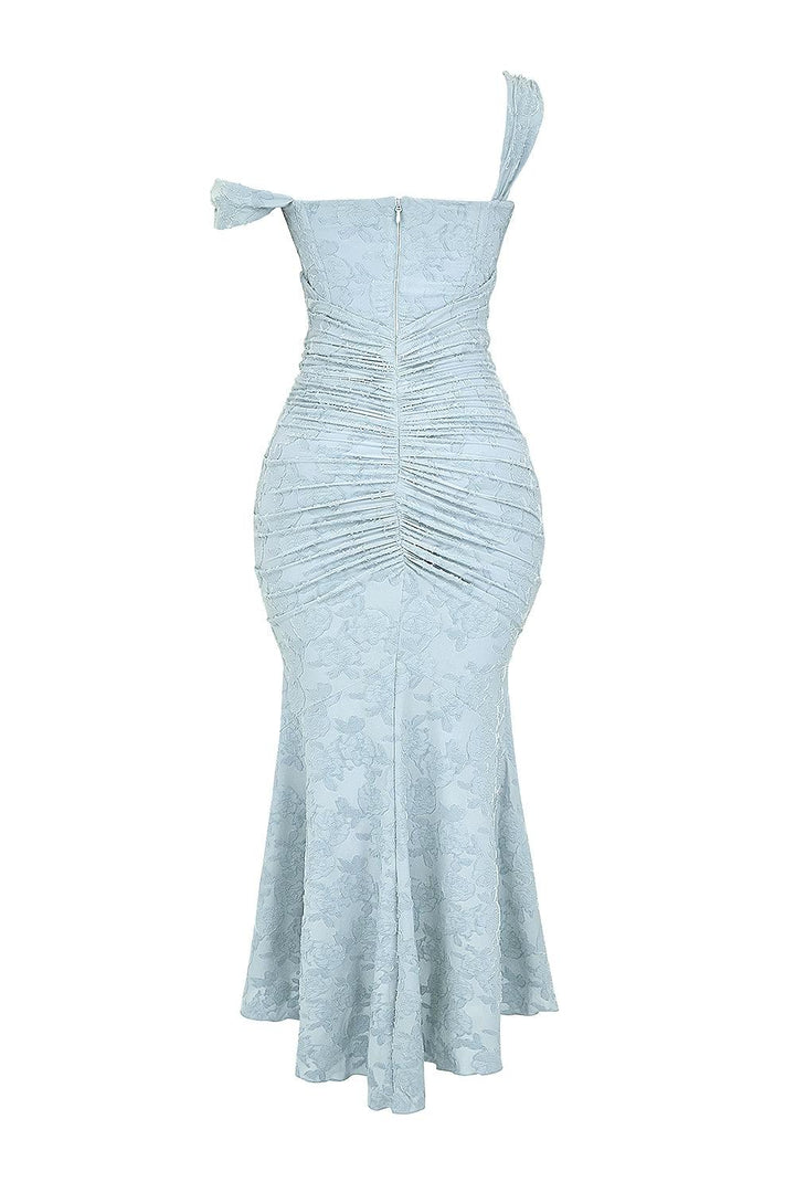 Lena | Floral Lace Square Neck Ruched Mermaid Maxi Dress
