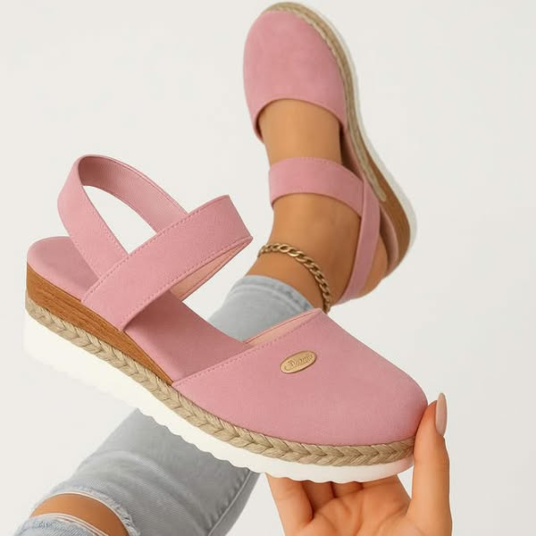 Daphne | Elastic Strap Espadrille Wedge Platform Sandals