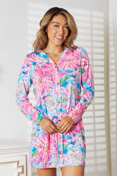 Double Take Floral Open Front Long Sleeve Cardigan-Tops-Grace & Blossom Boutique, a women's online fashion boutique located in Odessa, Florida