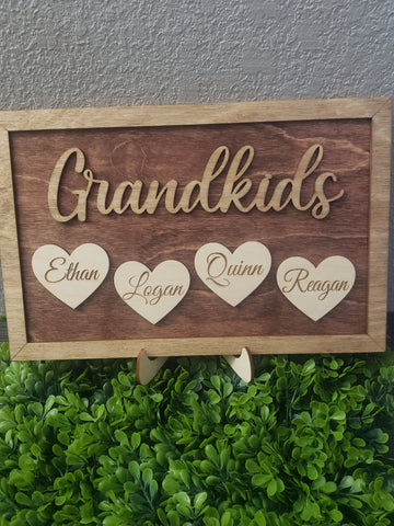 Grandkids Heart Sign Personalized-Gifts-Grace & Blossom Boutique, a women's online fashion boutique located in Odessa, Florida