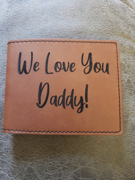Men's Leatherette Rawhide Bifold Wallet Personalized-Gifts-Grace & Blossom Boutique, a women's online fashion boutique located in Odessa, Florida