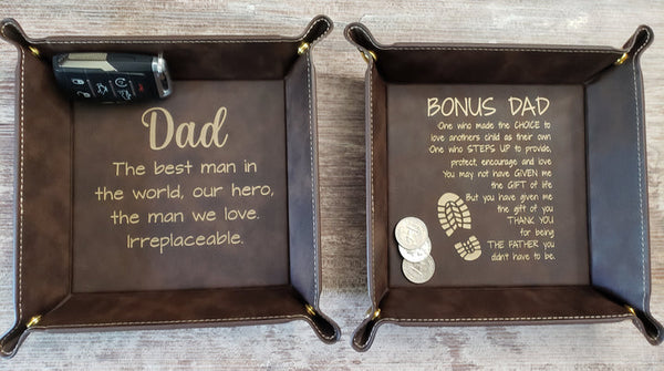 Leatherette Snap Tray Father's Day Personalized-Bonus Dad or Dad-Gifts-Grace & Blossom Boutique, a women's online fashion boutique located in Odessa, Florida