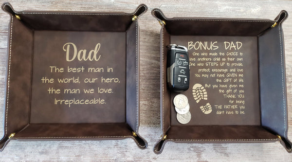 Leatherette Snap Tray Father's Day Personalized-Bonus Dad or Dad-Gifts-Grace & Blossom Boutique, a women's online fashion boutique located in Odessa, Florida