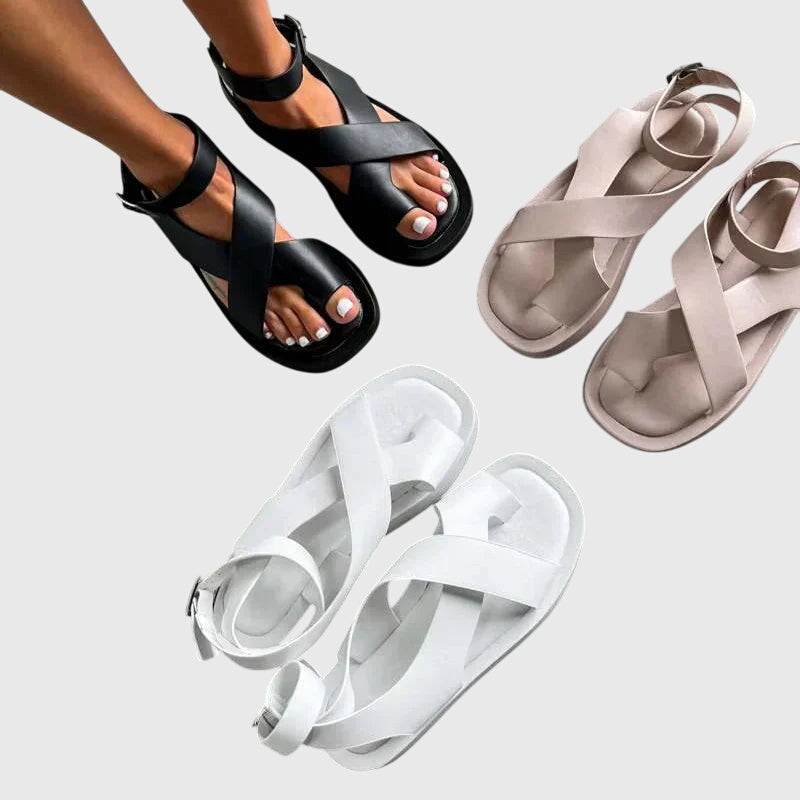 Mocha | Criss Cross Ankle Buckle Strap Flatform Sandals