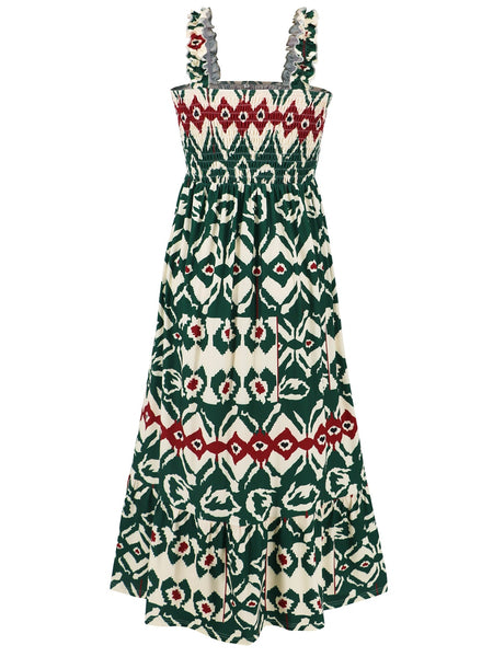 Smocked Printed Square Neck Sleeveless Dress-Dresses-Grace & Blossom Boutique, a women's online fashion boutique located in Odessa, Florida