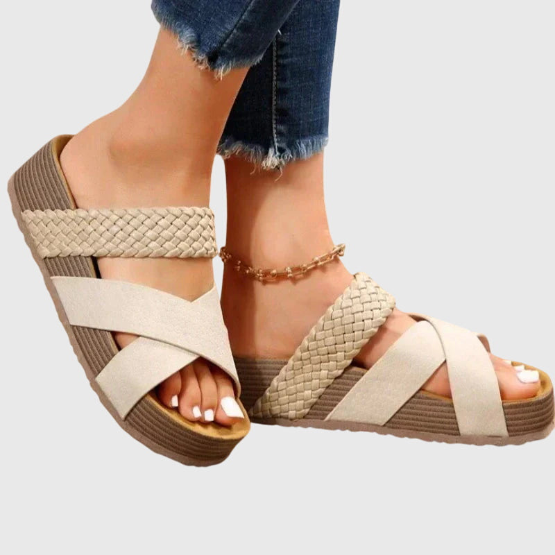 Blair | Woven Cross Strap Open Toe Flatform Sandals