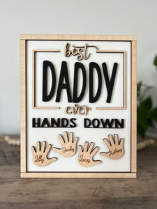 Personalized Best Daddy Ever Hands Down Handprint Sign-Gifts-Grace & Blossom Boutique, a women's online fashion boutique located in Odessa, Florida