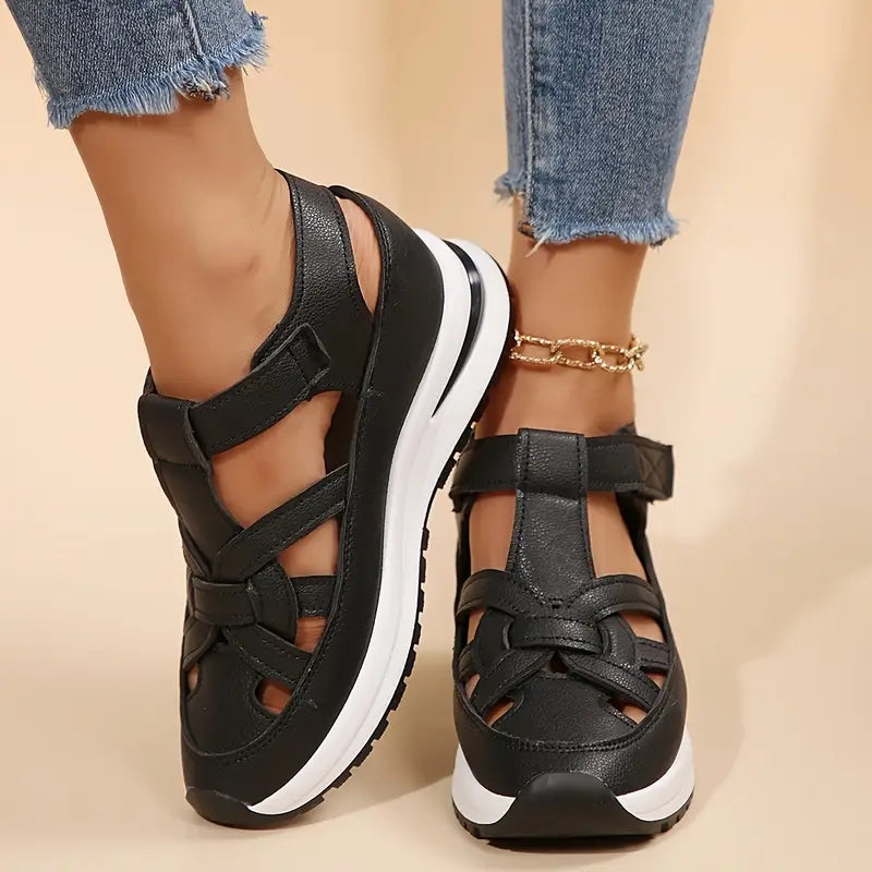 Vera | Cutout Velcro Strap Chunky Platform Sandals