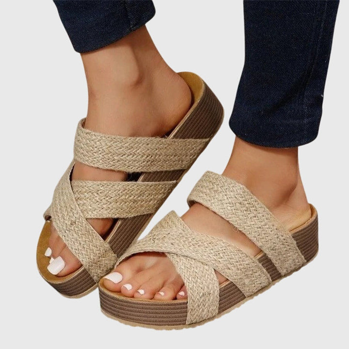 Blair | Woven Cross Strap Open Toe Flatform Sandals