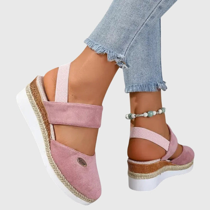 Daphne | Elastic Strap Espadrille Wedge Platform Sandals