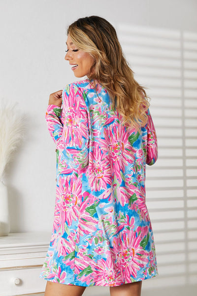 Double Take Floral Open Front Long Sleeve Cardigan-Tops-Grace & Blossom Boutique, a women's online fashion boutique located in Odessa, Florida