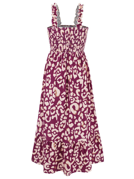 Smocked Printed Square Neck Sleeveless Dress-Dresses-Grace & Blossom Boutique, a women's online fashion boutique located in Odessa, Florida