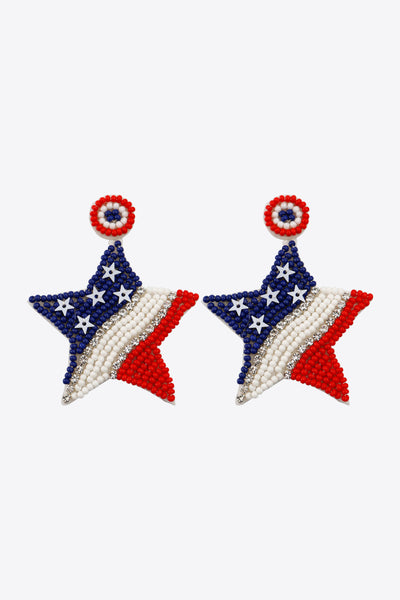 US Flag Beaded Star Earrings-Earrings-Grace & Blossom Boutique, a women's online fashion boutique located in Odessa, Florida