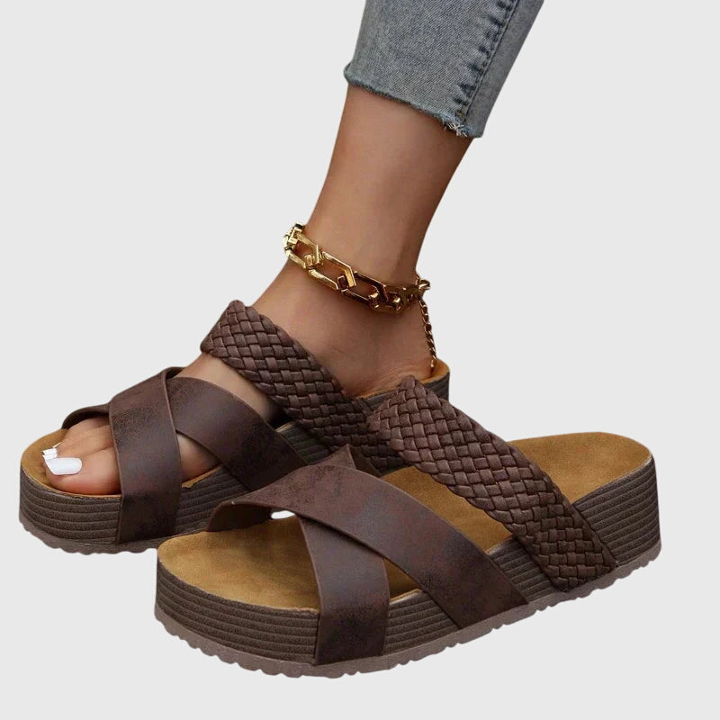 Blair | Woven Cross Strap Open Toe Flatform Sandals