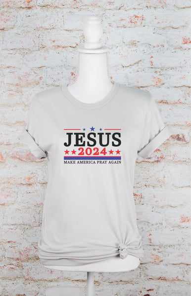 Jesus 2024 - "Make America Pray Again" T-Shirt-Tops-Grace & Blossom Boutique, a women's online fashion boutique located in Odessa, Florida