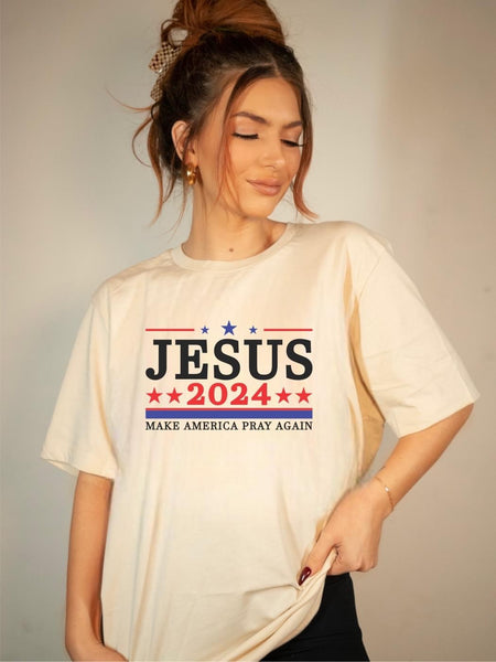 Jesus 2024 - "Make America Pray Again" T-Shirt-Tops-Grace & Blossom Boutique, a women's online fashion boutique located in Odessa, Florida