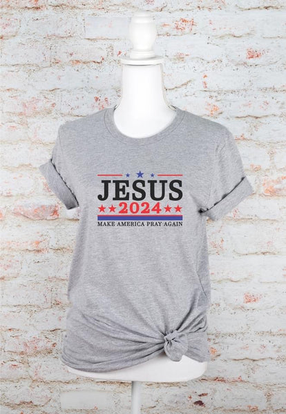 Jesus 2024 - "Make America Pray Again" T-Shirt-Tops-Grace & Blossom Boutique, a women's online fashion boutique located in Odessa, Florida