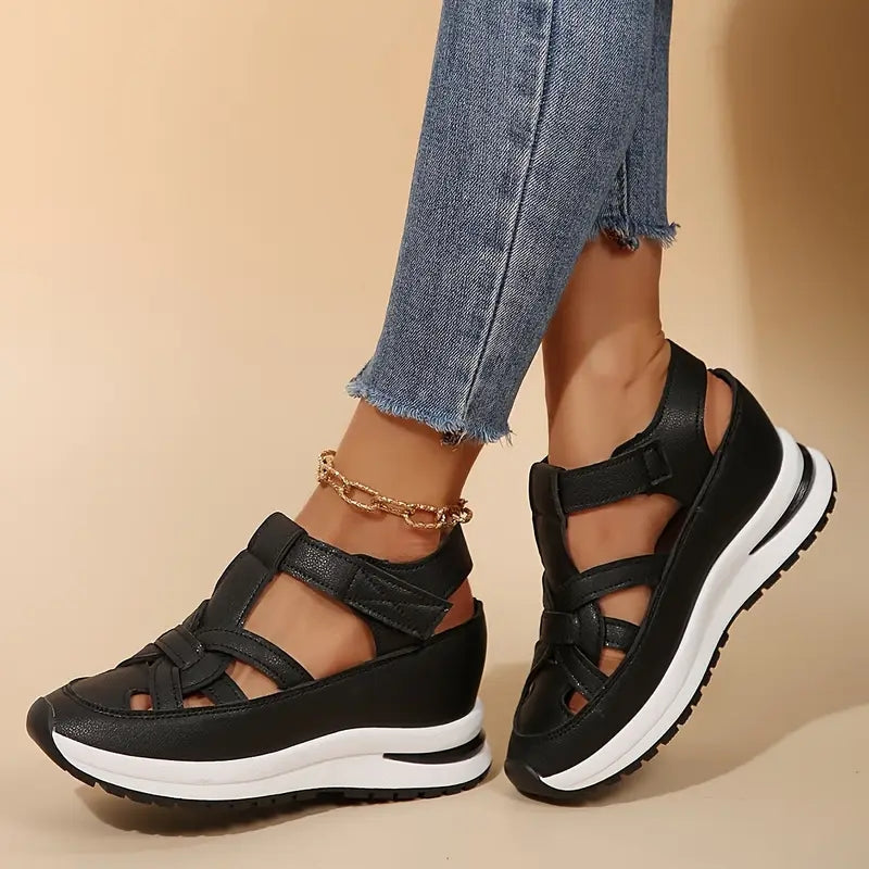 Vera | Cutout Velcro Strap Chunky Platform Sandals