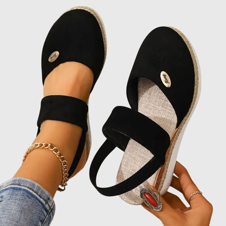 Daphne | Elastic Strap Espadrille Wedge Platform Sandals