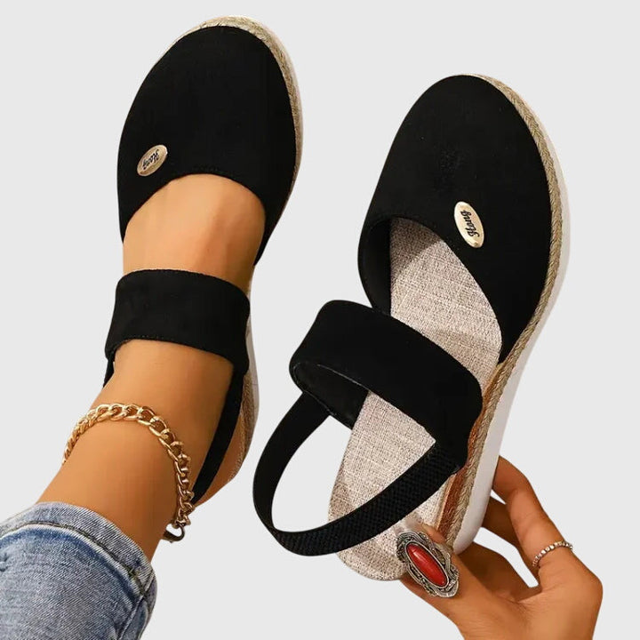 Daphne | Elastic Strap Espadrille Wedge Platform Sandals