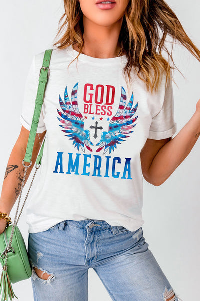 GOD BLESS AMERICA Cuffed Tee Shirt-Tops-Grace & Blossom Boutique, a women's online fashion boutique located in Odessa, Florida