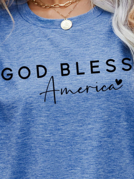 GOD BLESS AMERICA Graphic Short Sleeve Tee-Tops-Grace & Blossom Boutique, a women's online fashion boutique located in Odessa, Florida