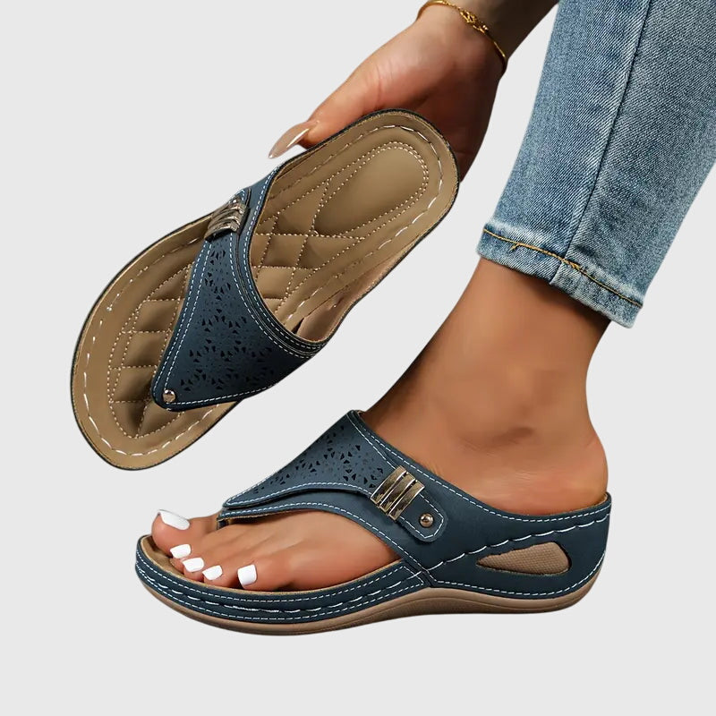 Willow | Cutout Toe Post Wedge Flip Flops Comfortable Sandals for Women