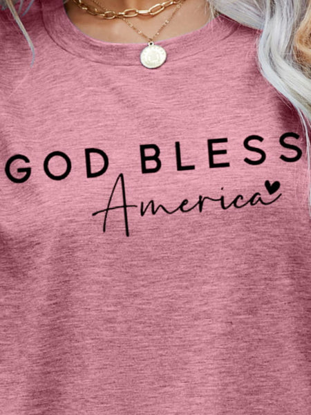 GOD BLESS AMERICA Graphic Short Sleeve Tee-Tops-Grace & Blossom Boutique, a women's online fashion boutique located in Odessa, Florida