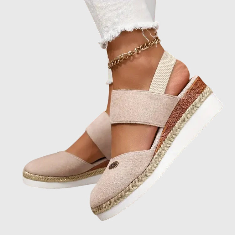 Daphne | Elastic Strap Espadrille Wedge Platform Sandals