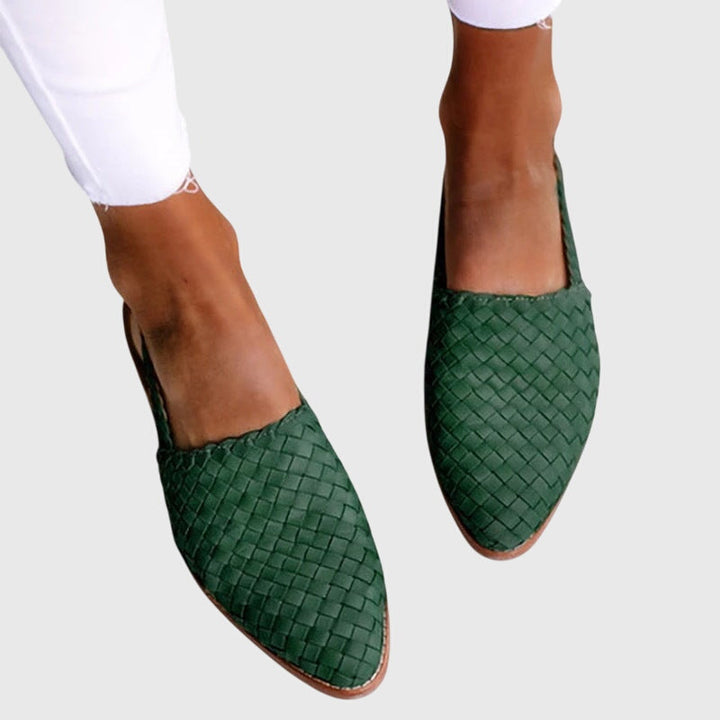 Hazel | Woven Leather Pointed Toe Slip On Mules