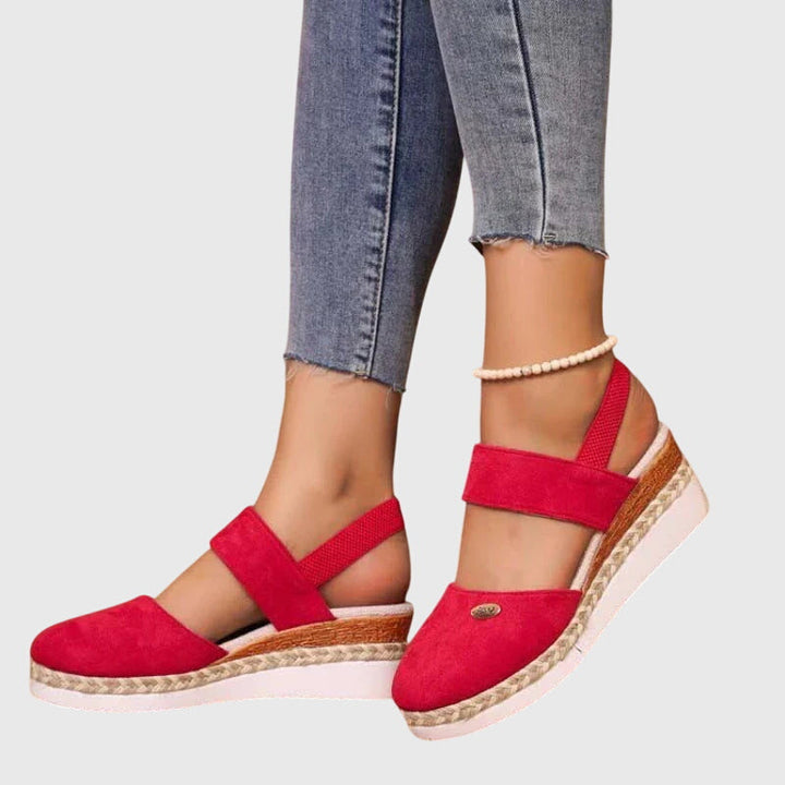 Daphne | Elastic Strap Espadrille Wedge Platform Sandals