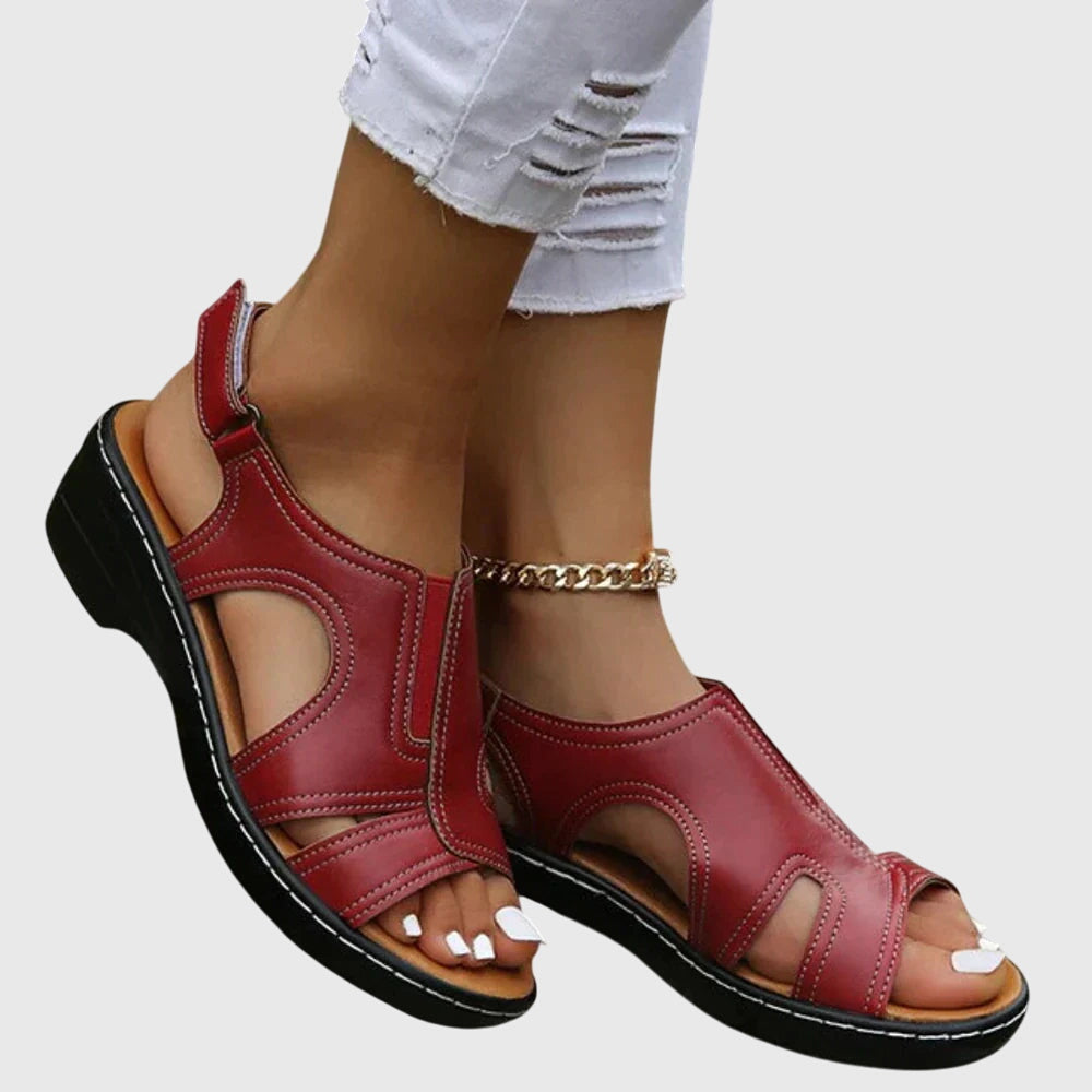 Wren | Cutout Vamp Slingback Low Wedge Sandals