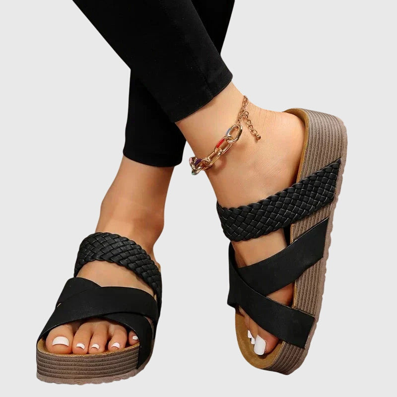Blair | Woven Cross Strap Open Toe Flatform Sandals