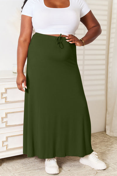 Double Take Full Size Soft Rayon Drawstring Waist Maxi Skirt Rayon-Bottoms-Grace & Blossom Boutique, a women's online fashion boutique located in Odessa, Florida