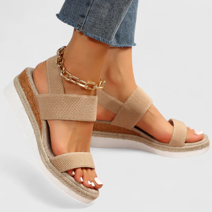 Nora | Elastic Strap Espadrille Platform Comfortable Sandals