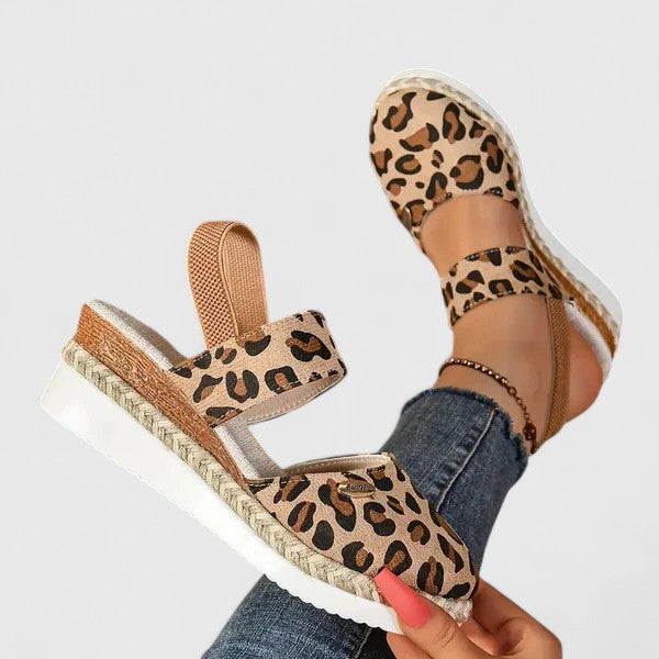 Leila | Closed Toe Elastic Strap Espadrille Wedge Sandals