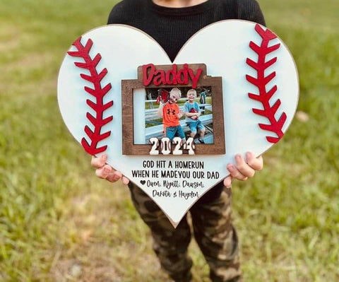 God Hit a Home Run Baseball Plaque Father's Day Personalized-Gifts-Grace & Blossom Boutique, a women's online fashion boutique located in Odessa, Florida