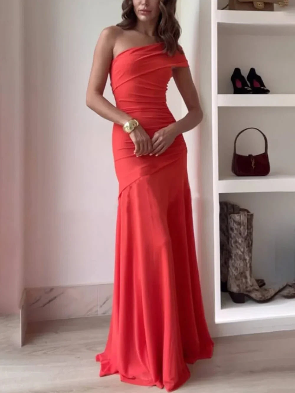 Sloane | One Shoulder Ruched Sleeveless Formal Maxi Dress