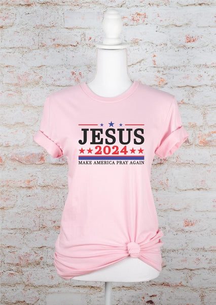 Jesus 2024 - "Make America Pray Again" T-Shirt-Tops-Grace & Blossom Boutique, a women's online fashion boutique located in Odessa, Florida