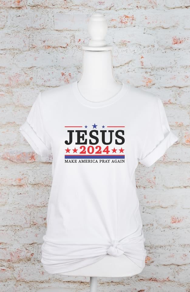 Jesus 2024 - "Make America Pray Again" T-Shirt-Tops-Grace & Blossom Boutique, a women's online fashion boutique located in Odessa, Florida