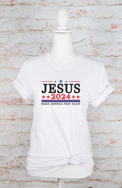 Jesus 2024 - "Make America Pray Again" T-Shirt-Tops-Grace & Blossom Boutique, a women's online fashion boutique located in Odessa, Florida